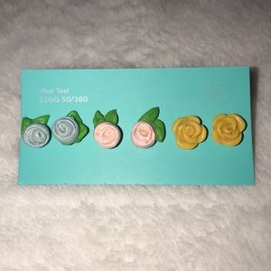 🌼🌸Handmade Clay Flower Earrings- Set of 3!🌸🌼